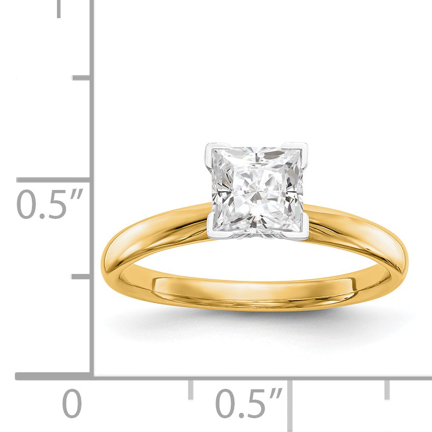 14k Two-Tone 4.5mm Medium-Weight Comfort-Fit V-End Princess Solitaire Ring Mounting (No Stone Included)