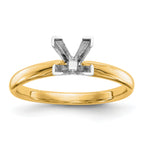 14k Two-Tone 3mm Medium-Weight Comfort-Fit V-End Princess Solitaire Ring Mounting (No Stone Included)
