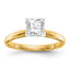 14k Two-Tone 3mm Medium-Weight Comfort-Fit V-End Princess Solitaire Ring Mounting (No Stone Included)