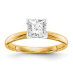 14k Two-Tone 4mm Medium-Weight Comfort-Fit V-End Princess Solitaire Ring Mounting (No Stone Included)
