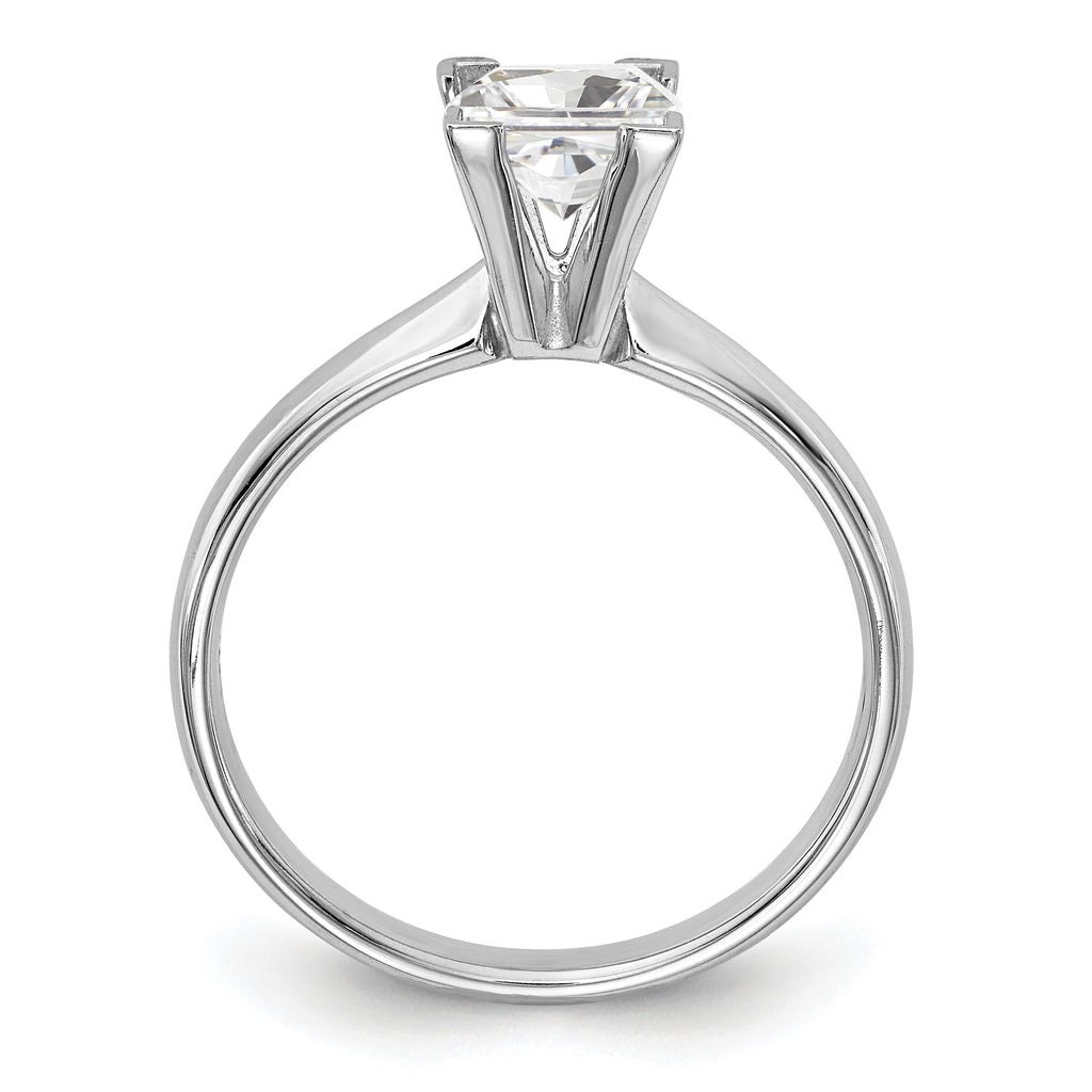 14k White Gold 4mm Medium-Weight Comfort-Fit V-End Princess Solitaire Ring Mounting (No Stone Included)