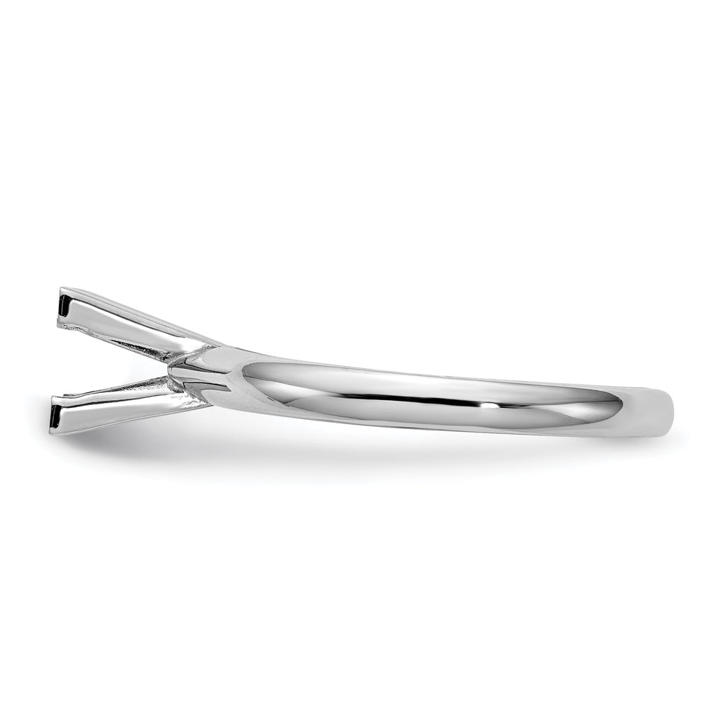 14k White Gold 3mm Medium-Weight Comfort-Fit V-End Princess Solitaire Ring Mounting (No Stone Included)