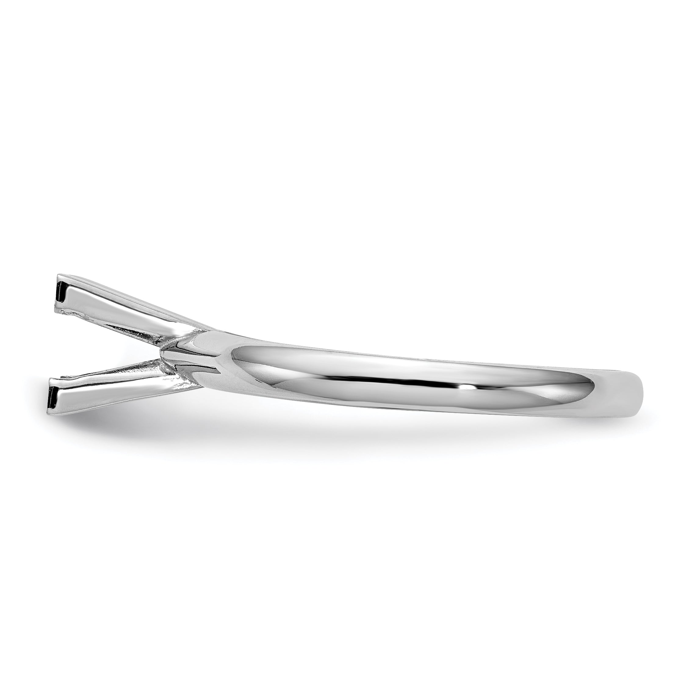14k White Gold 4mm Medium-Weight Comfort-Fit V-End Princess Solitaire Ring Mounting (No Stone Included)