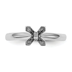 14k White Gold 3.5mm Medium-Weight Comfort-Fit V-End Princess Solitaire Ring Mounting (No Stone Included)