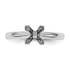 14k White Gold 6.5mm Medium-Weight Comfort-Fit V-End Princess Solitaire Ring Mounting (No Stone Included)