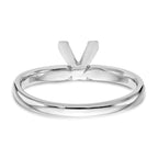 14k White Gold 5mm Medium-Weight Comfort-Fit V-End Princess Solitaire Ring Mounting (No Stone Included)