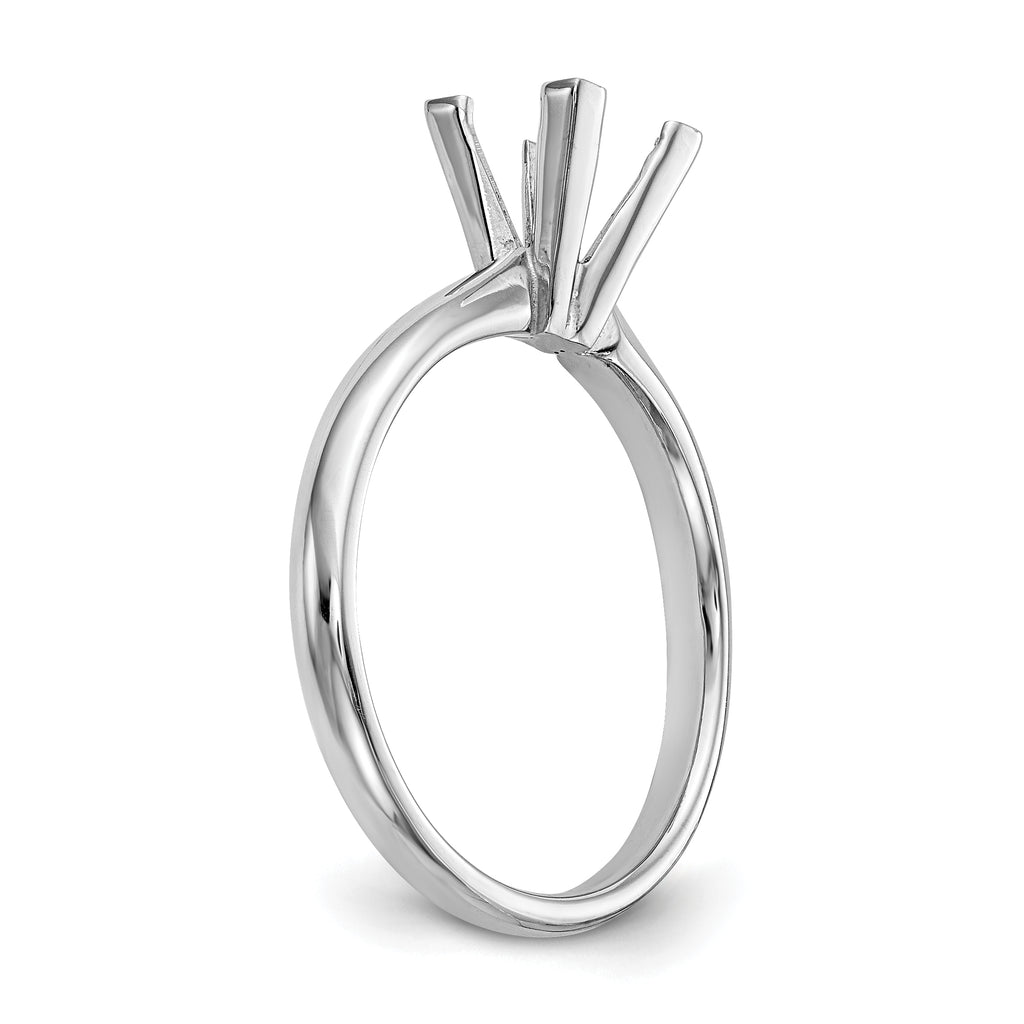 14k White Gold 3mm Medium-Weight Comfort-Fit V-End Princess Solitaire Ring Mounting (No Stone Included)
