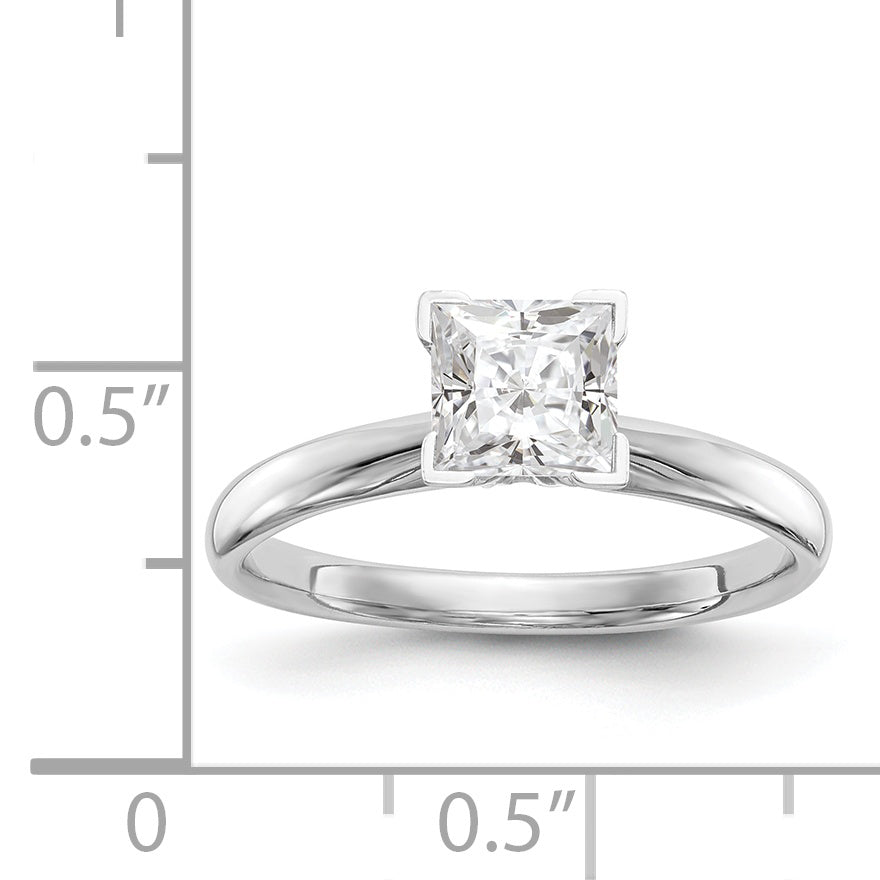 14k White Gold 4mm Medium-Weight Comfort-Fit V-End Princess Solitaire Ring Mounting (No Stone Included)