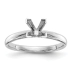 14k White Gold 4.5mm Medium-Weight Comfort-Fit V-End Princess Solitaire Ring Mounting (No Stone Included)