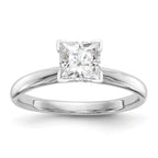 14k White Gold 3.5mm Medium-Weight Comfort-Fit V-End Princess Solitaire Ring Mounting (No Stone Included)