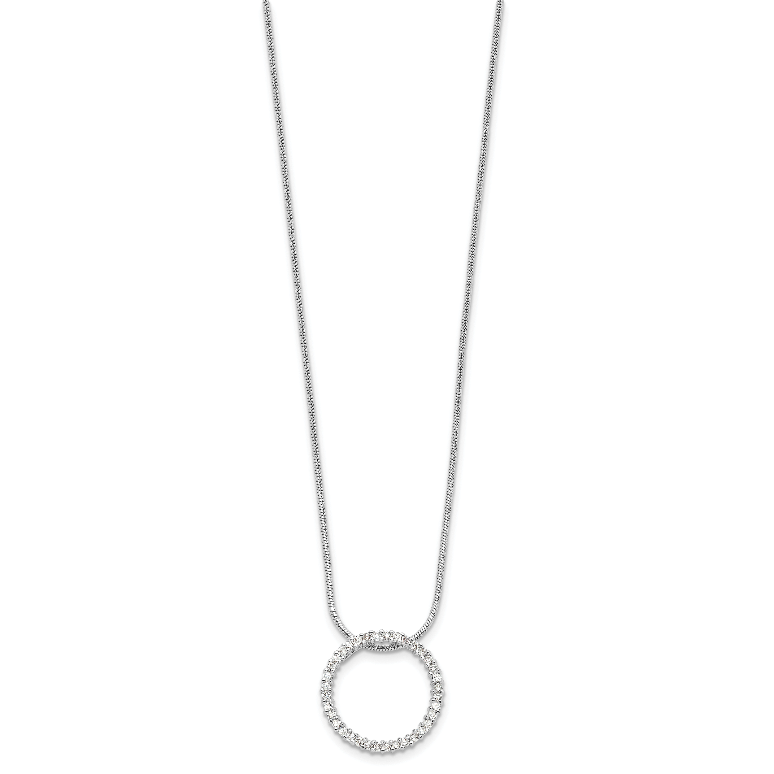 Kelly Waters Rhodium-plated Clear CZ Circle 18 inch Necklace Secondary image