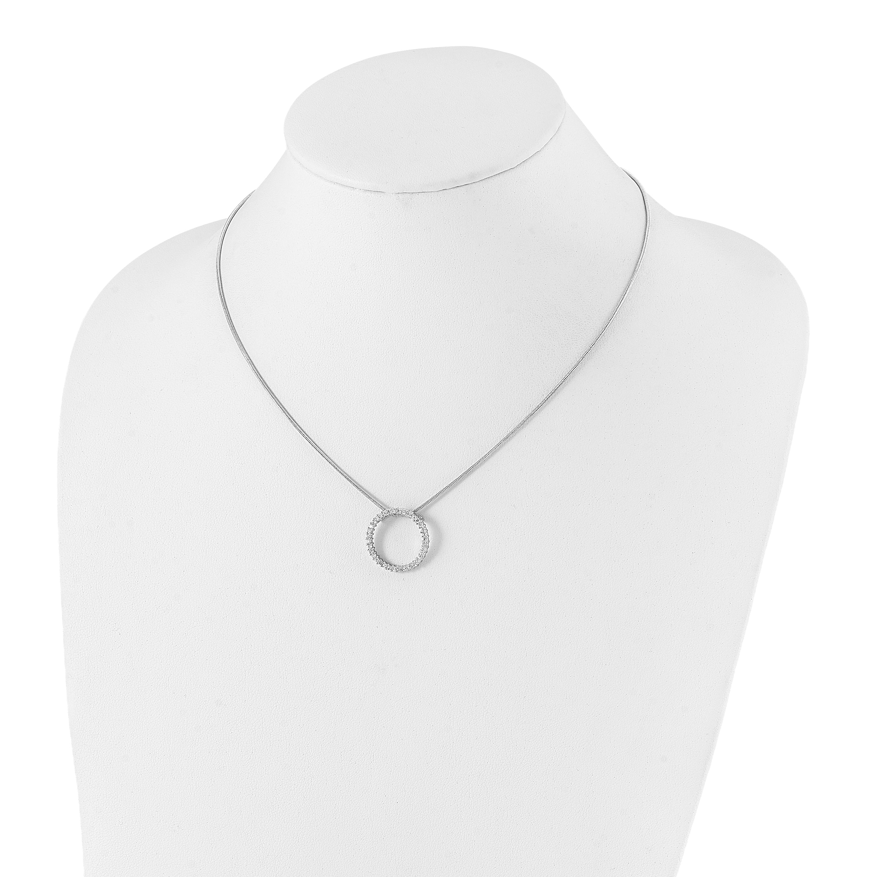 Kelly Waters Rhodium-plated Clear CZ Circle 18 inch Necklace