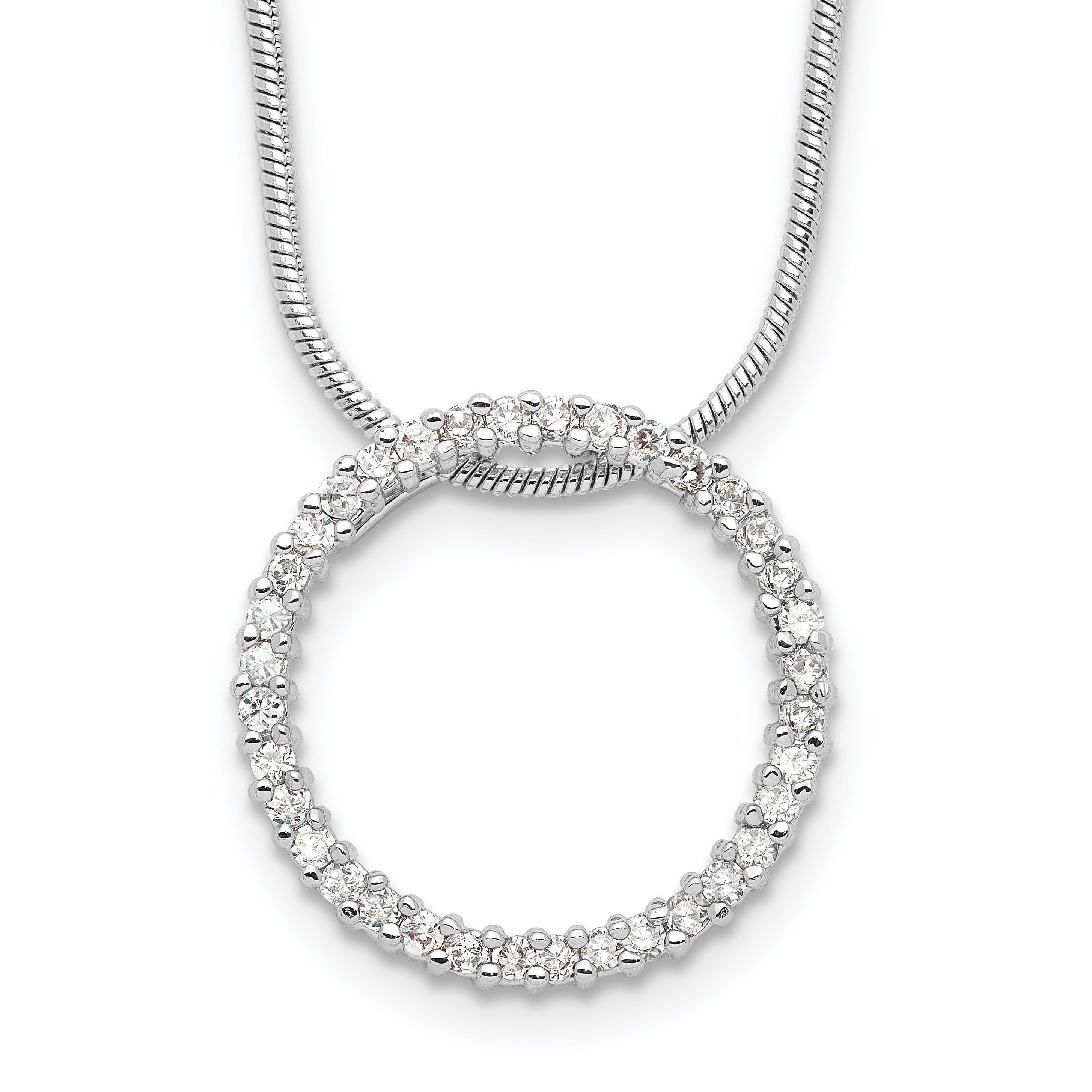 Kelly Waters Rhodium-plated Clear CZ Circle 18 inch Necklace Main image