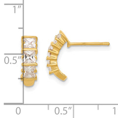 Gold-plated Kelly Waters Three Stone Square CZ Earrings