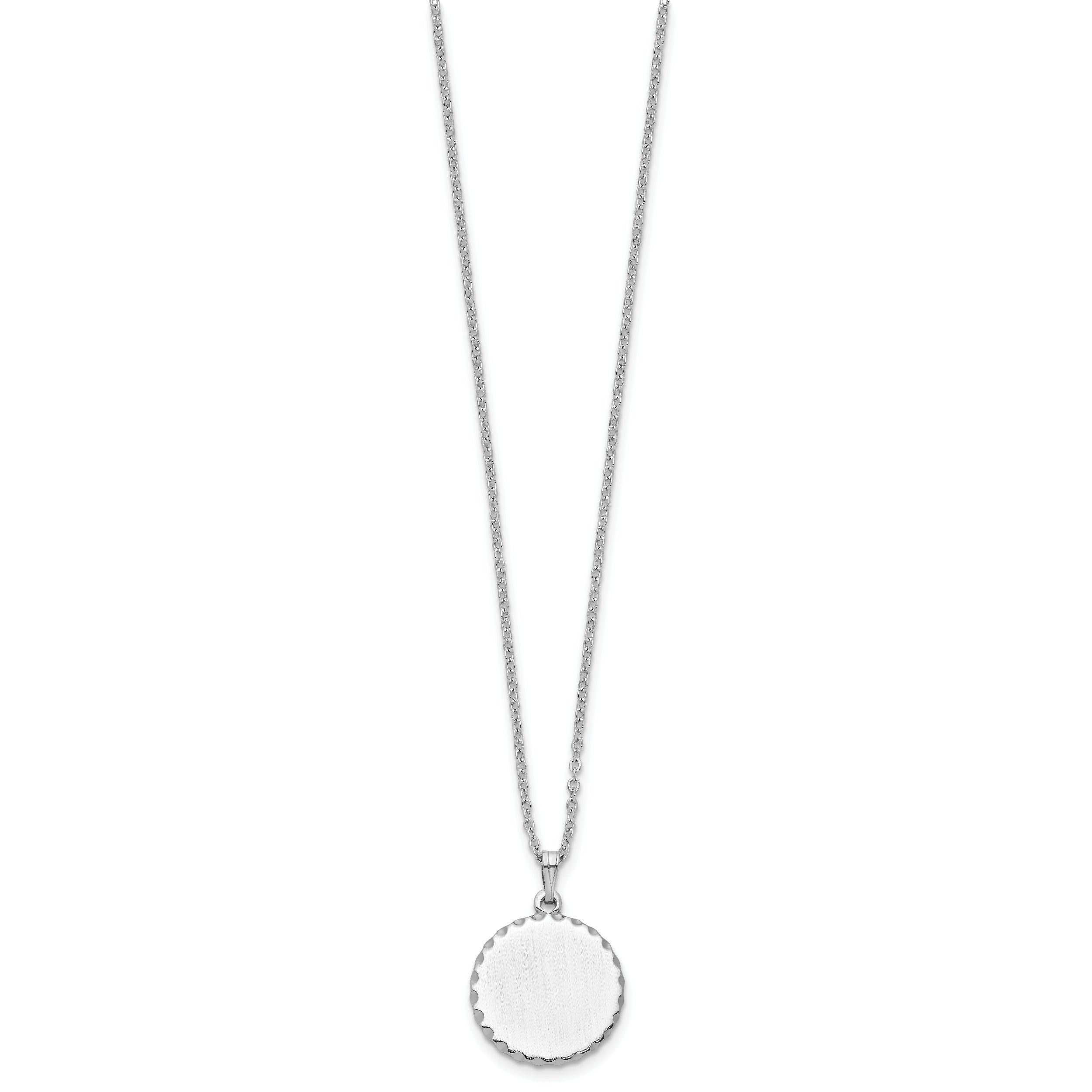 Kelly Waters Rhodium-plated Satin Round Engraveable Disc 18 inch Necklace