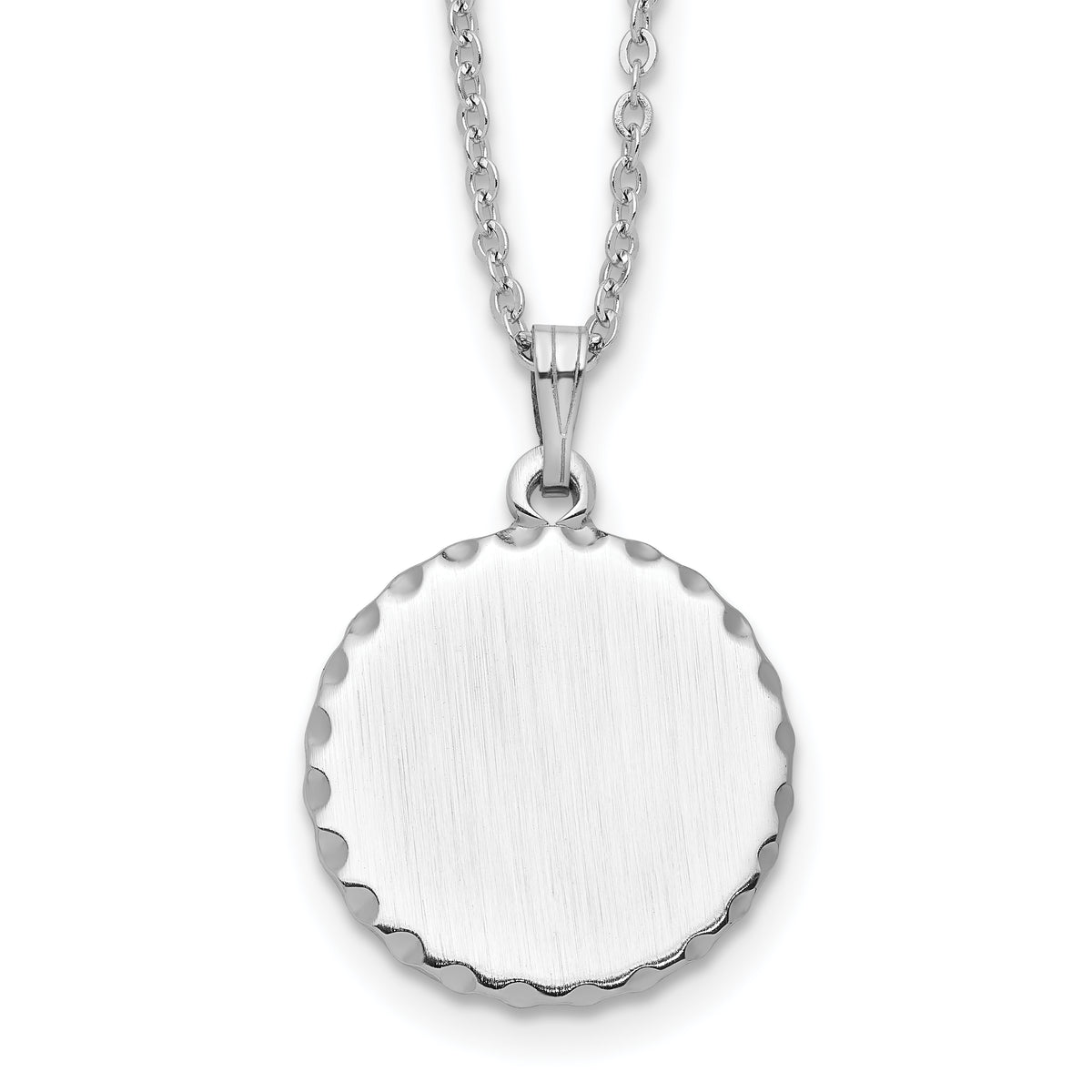 Kelly Waters Rhodium-plated Satin Round Engraveable Disc 18 inch Necklace