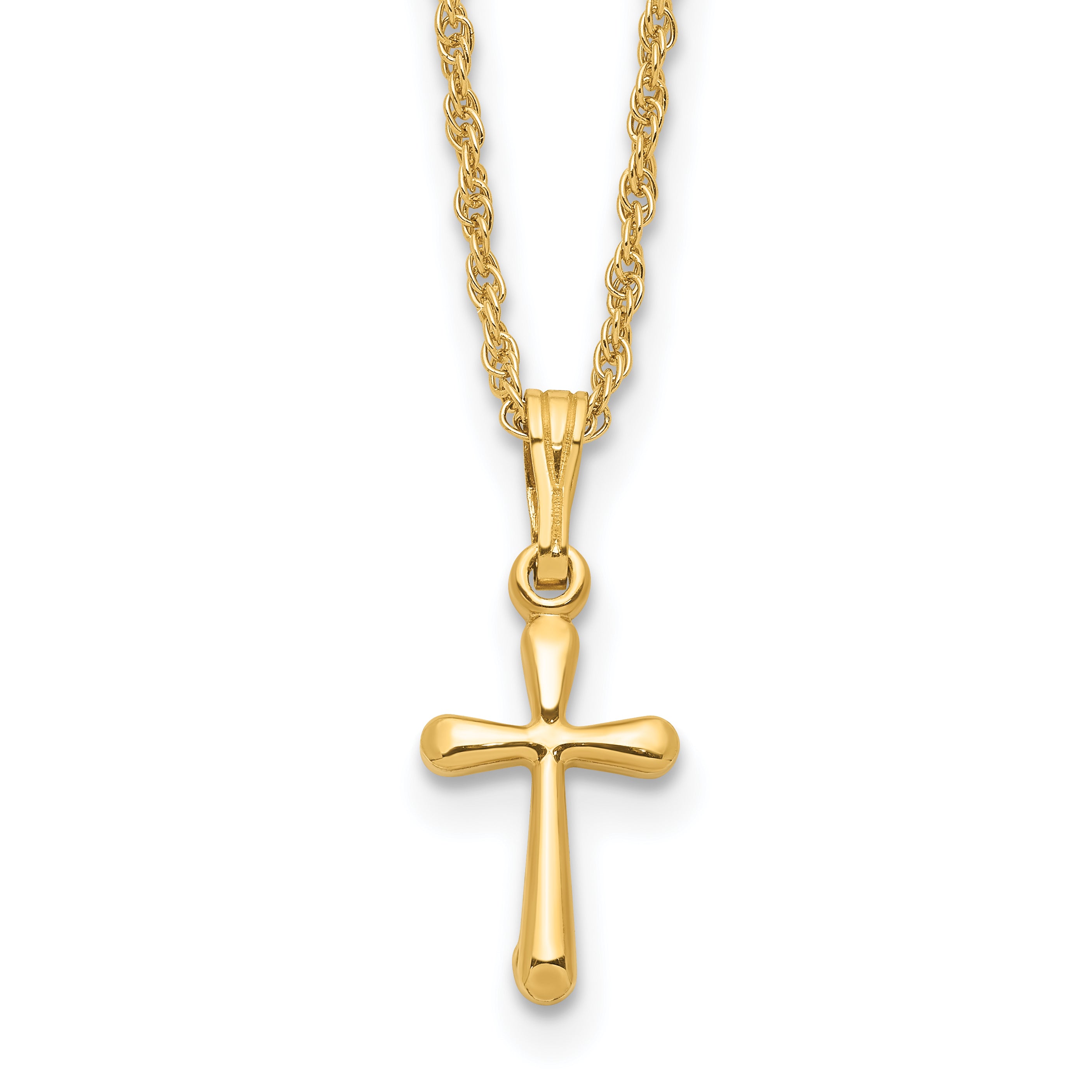 Kelly Waters Gold-plated Small Polished Rounded Cross 18 inch Necklace Main image