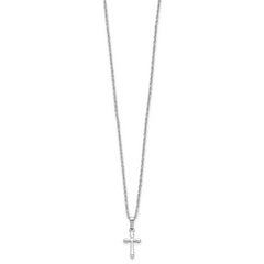 Kelly Waters Rhodium-plated Small Polished Rounded Cross 18 inch Necklace