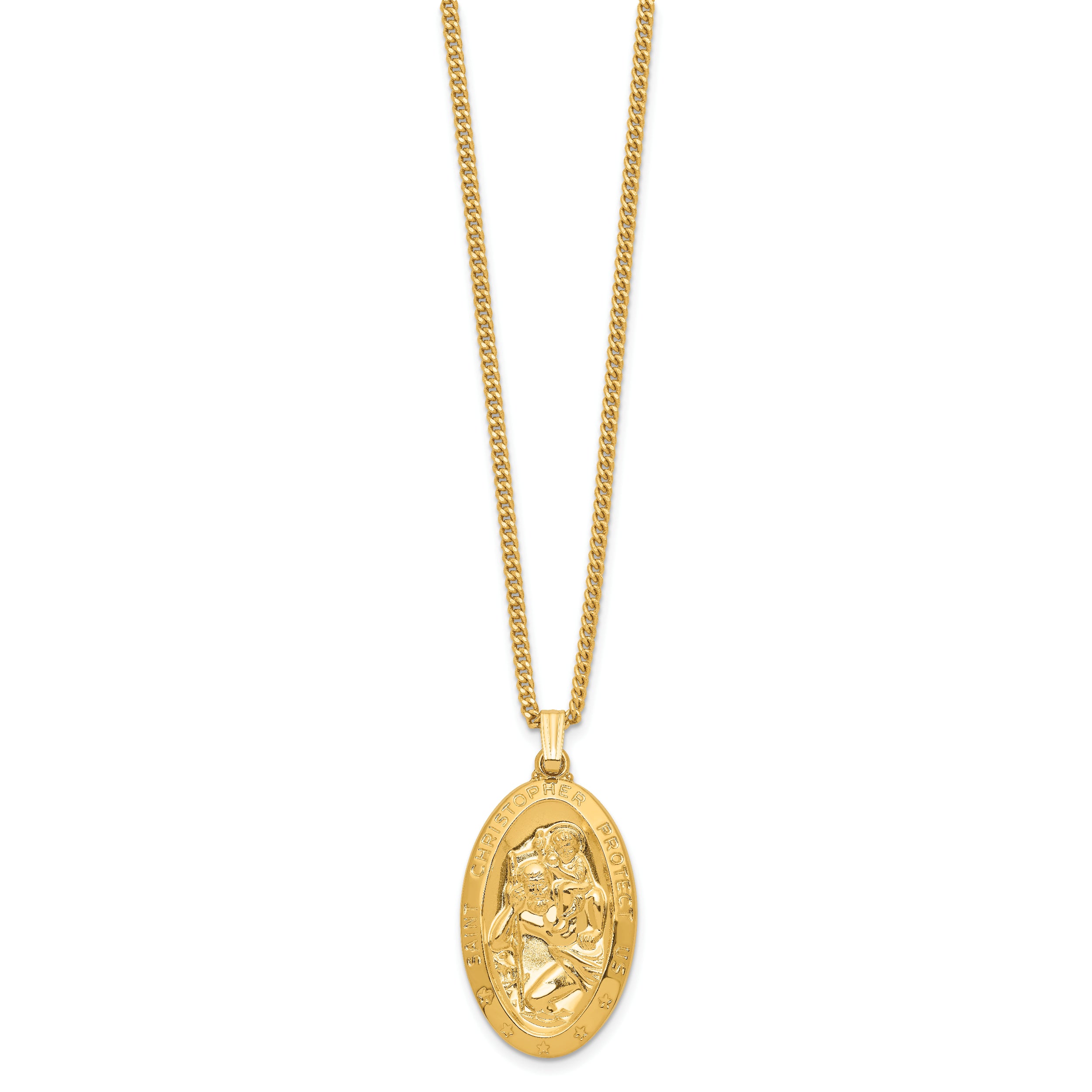 Kelly Waters Gold-plated Large Oval St. Christopher Medal 24 inch Necklace