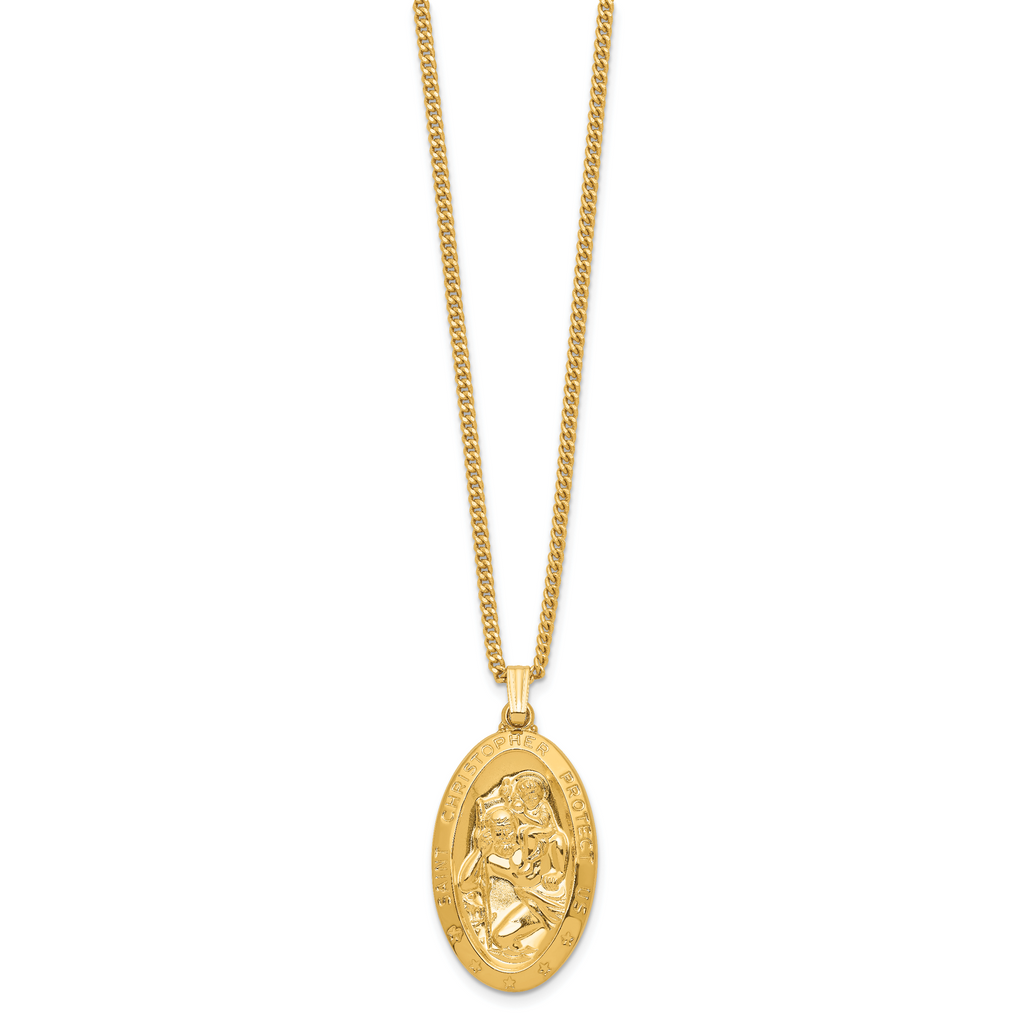 Kelly Waters Gold-plated Large Oval St. Christopher Medal 24 inch Necklace