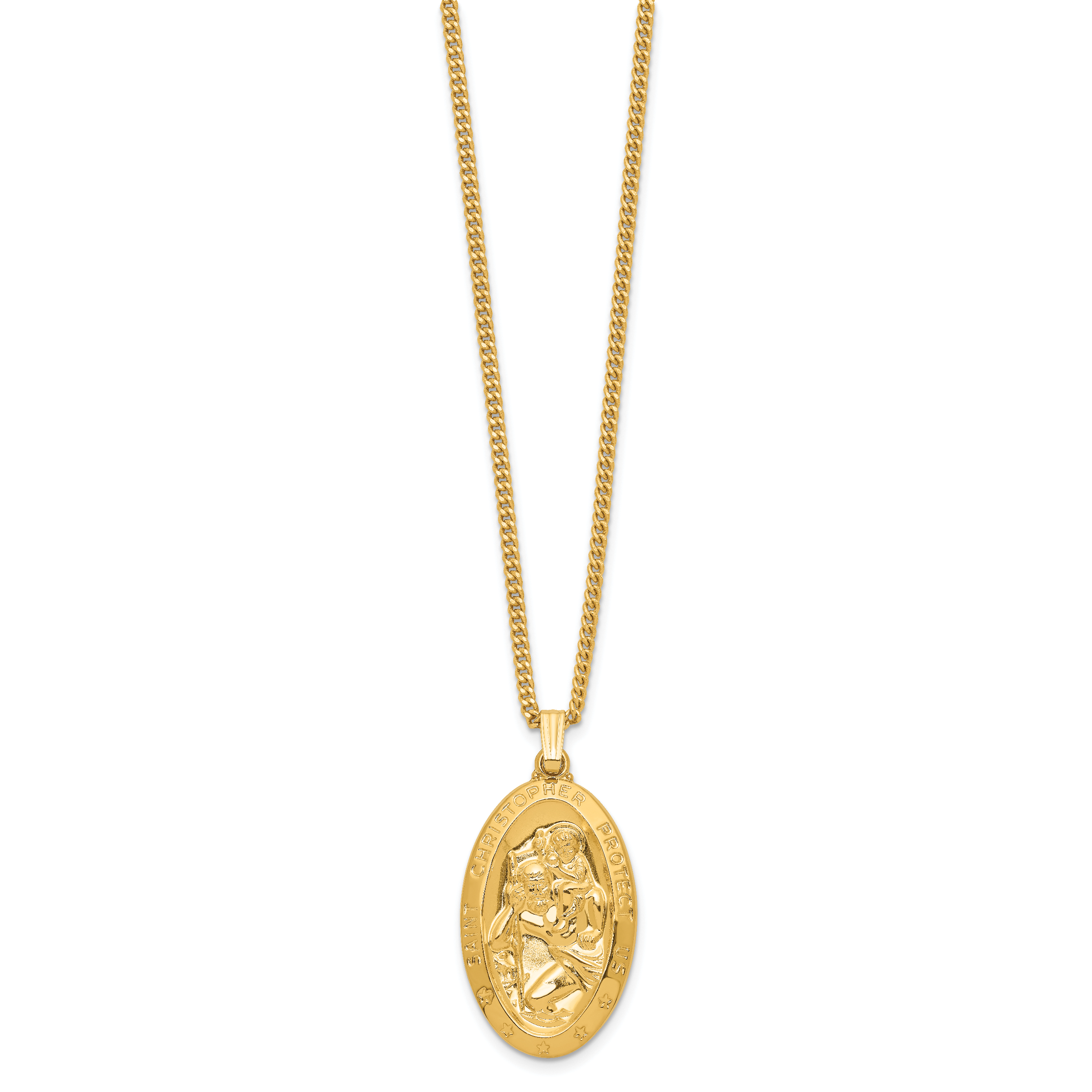 Kelly Waters Gold-plated Large Oval St. Christopher Medal 24 inch Necklace