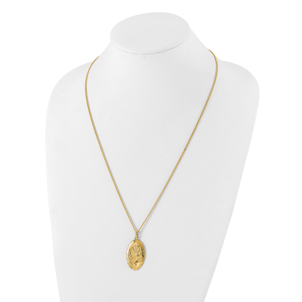 Kelly Waters Gold-plated Large Oval St. Christopher Medal 24 inch Necklace