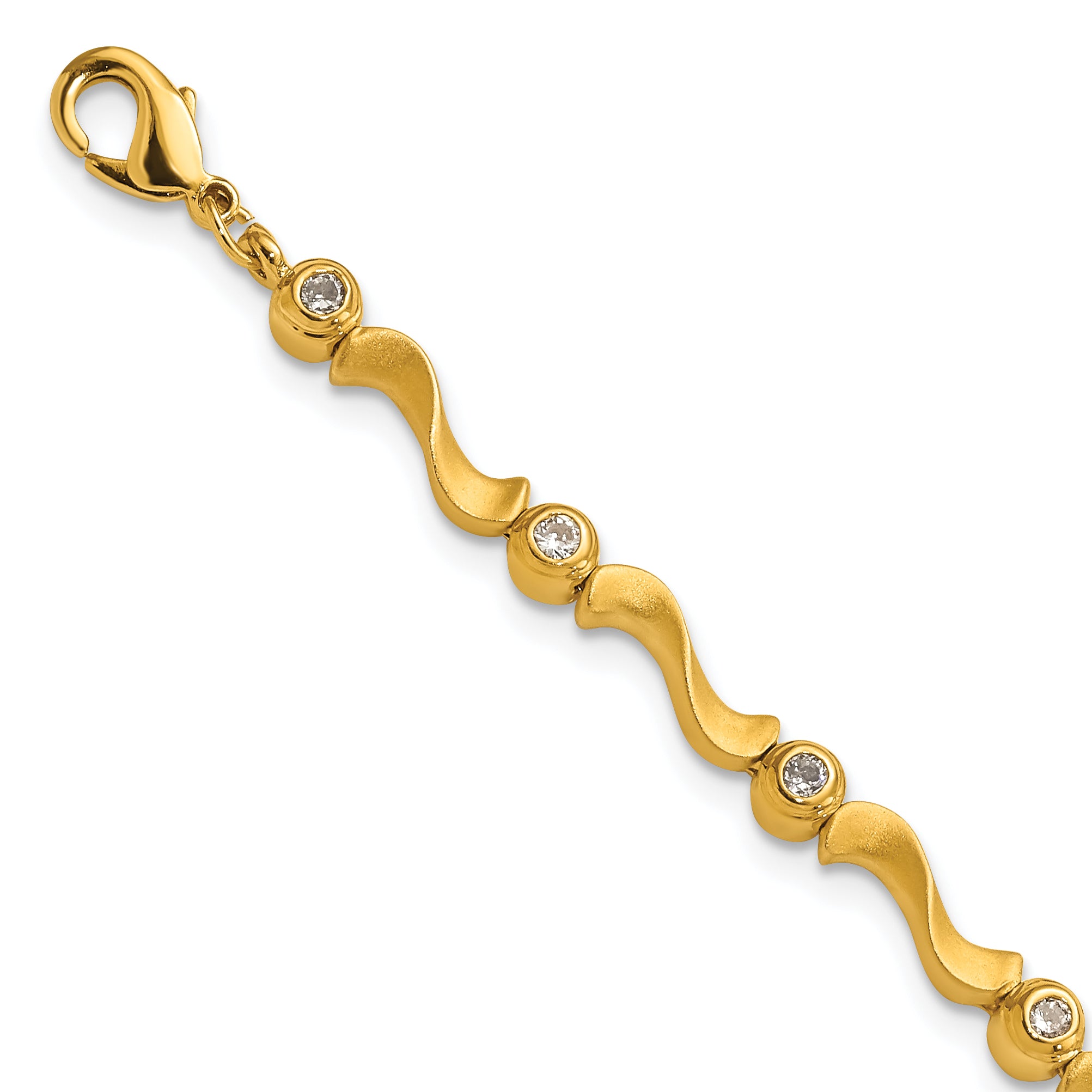 Kelly Waters Gold-plated Cubic Zirconia Bezel S Link Bracelet for Women