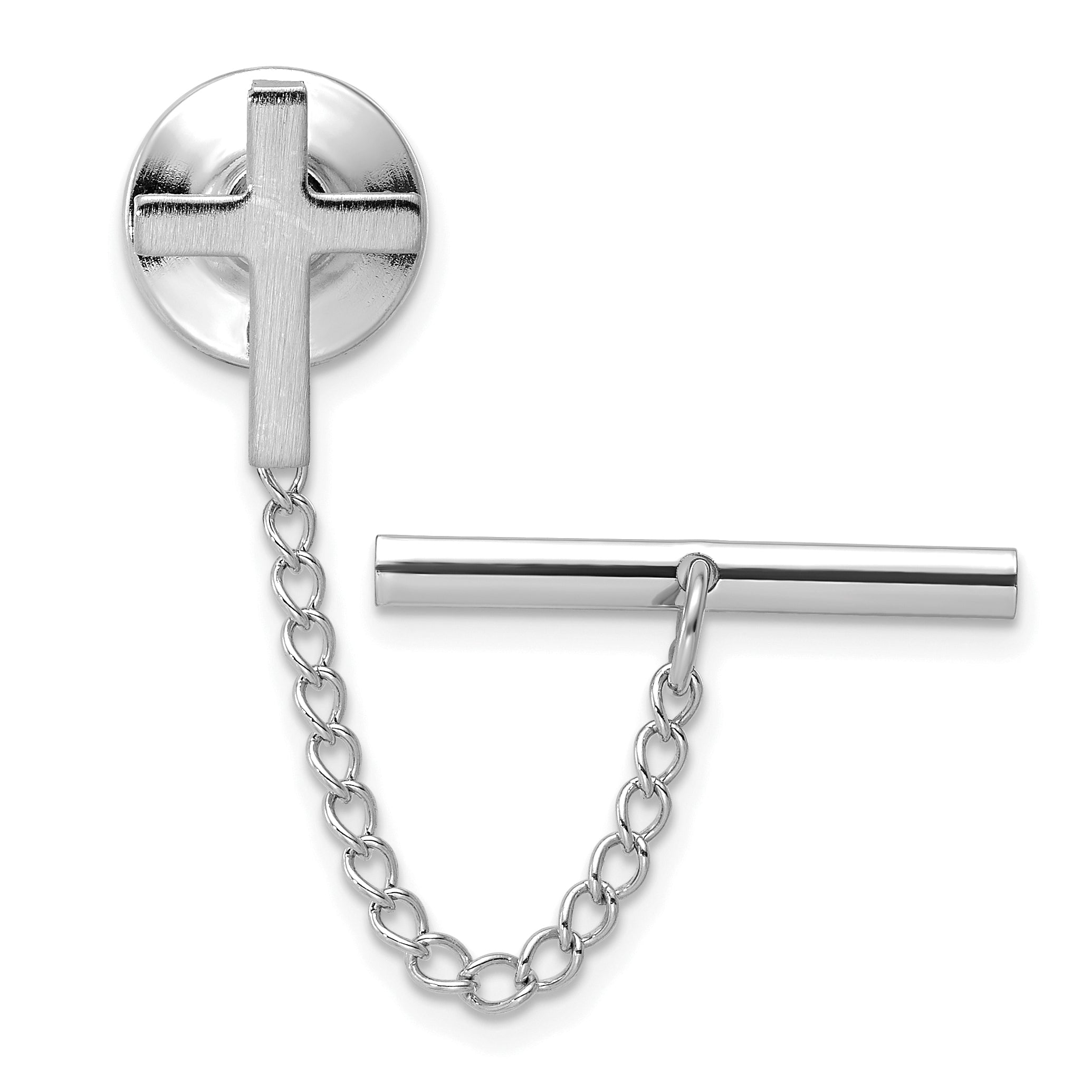 Kelly Waters Rhodium-plated Polished Cross Tie Tac Main image