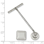 Kelly Waters Rhodium-plated Square with Textured Edge Engravable Tie Tac
