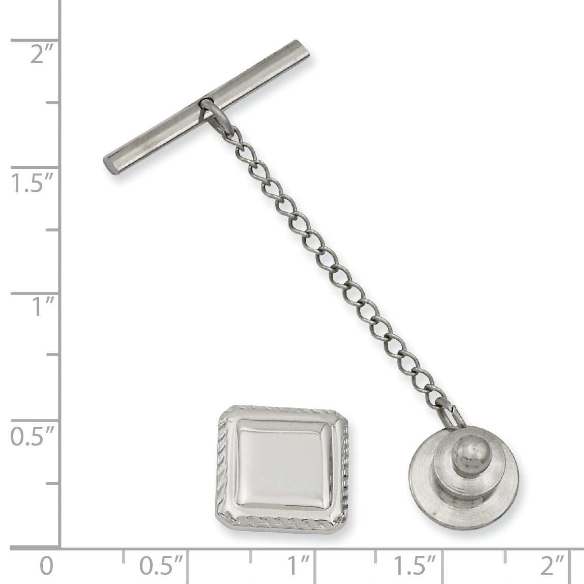 Kelly Waters Rhodium-plated Square with Textured Edge Engravable Tie Tac