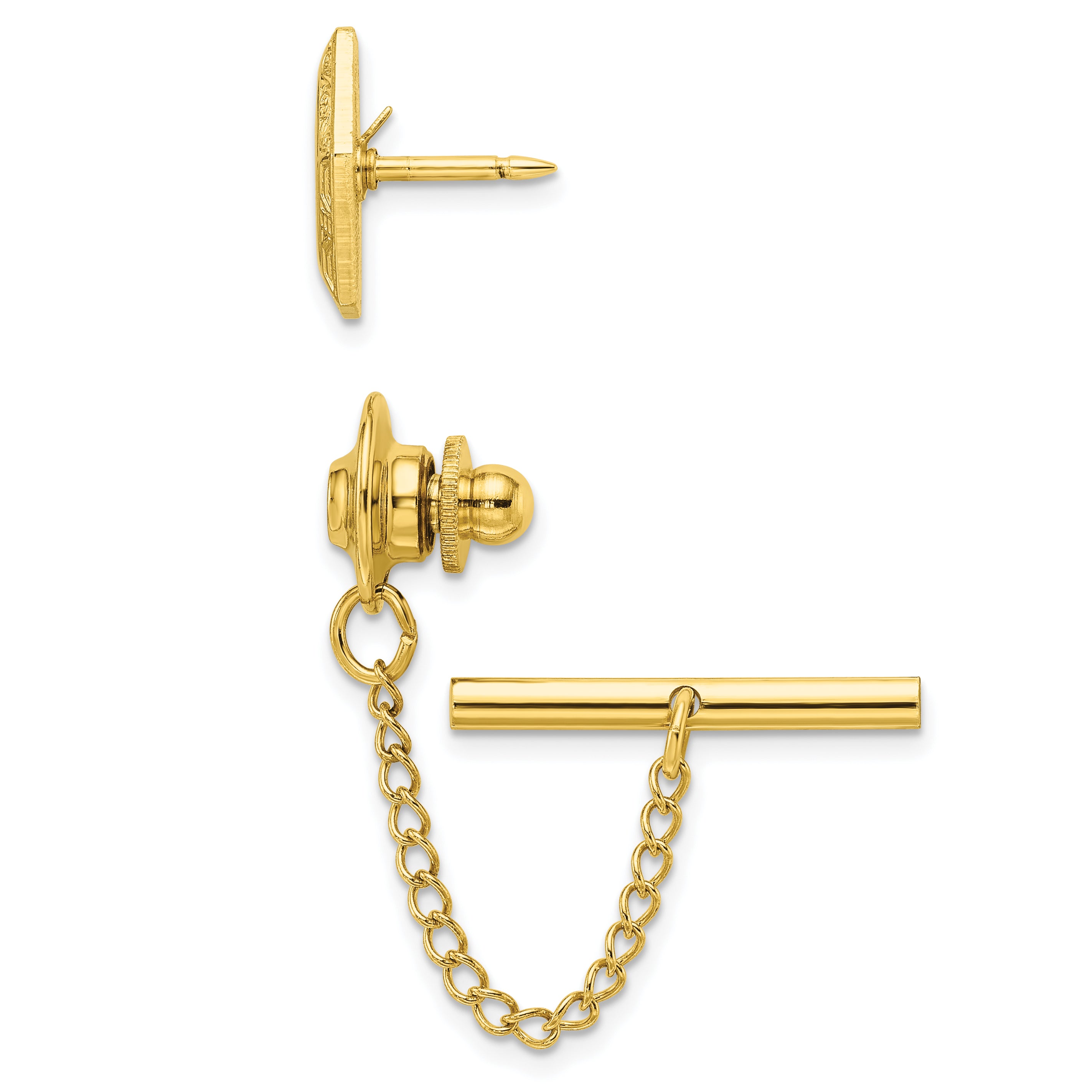 Kelly Waters Gold-plated Hexagon with Scrolled Edge Engravable Tie Tac Secondary image