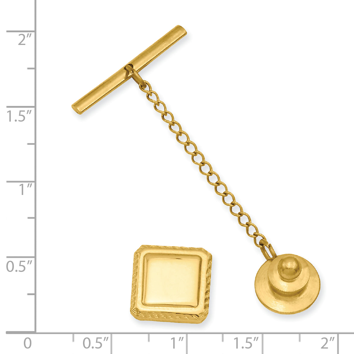 Kelly Waters Gold-plated Square with Textured Edge Engravable Tie Tac