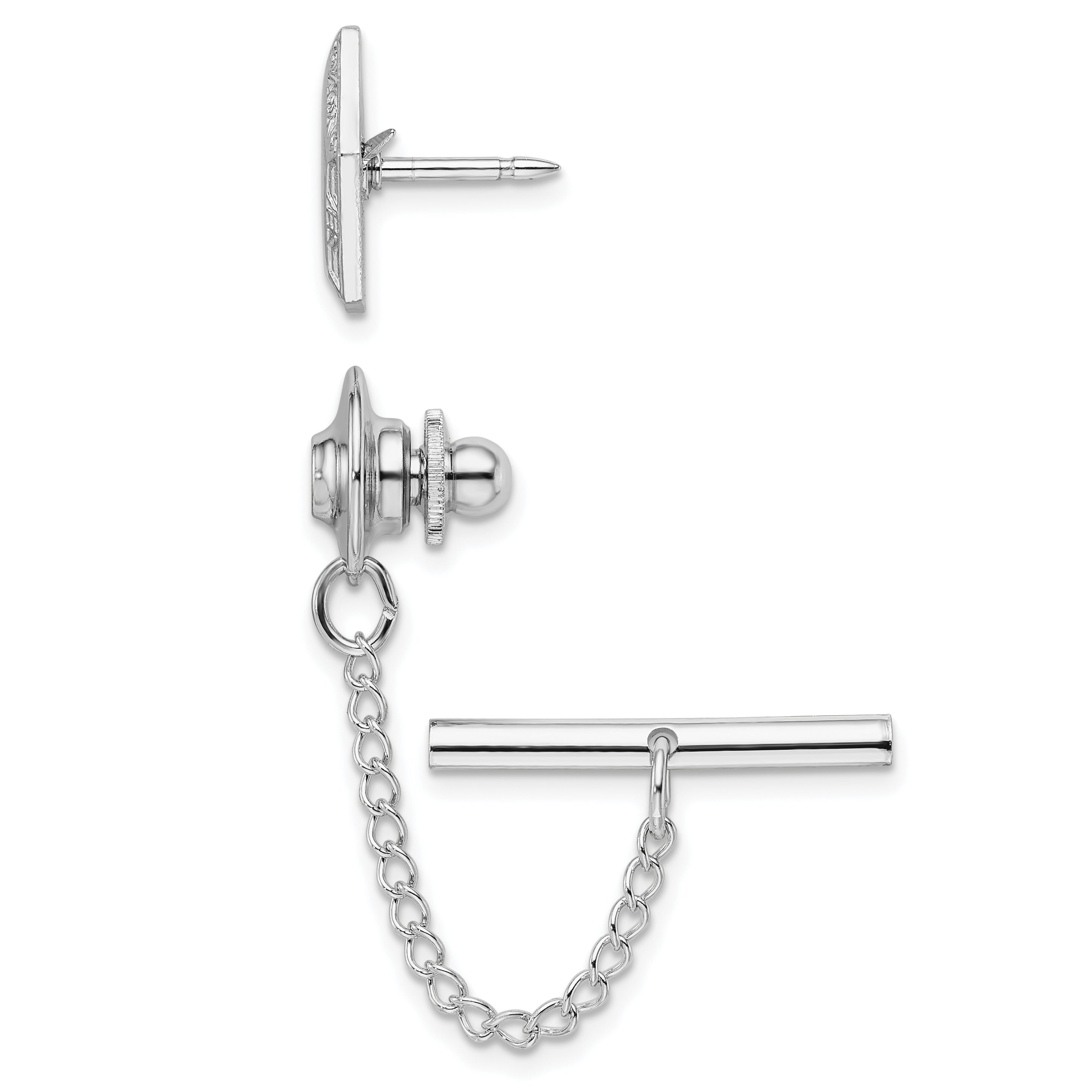 Kelly Waters Rhodium-plated Hexagon with Scrolled Edge Engravable Tie Tac Secondary image