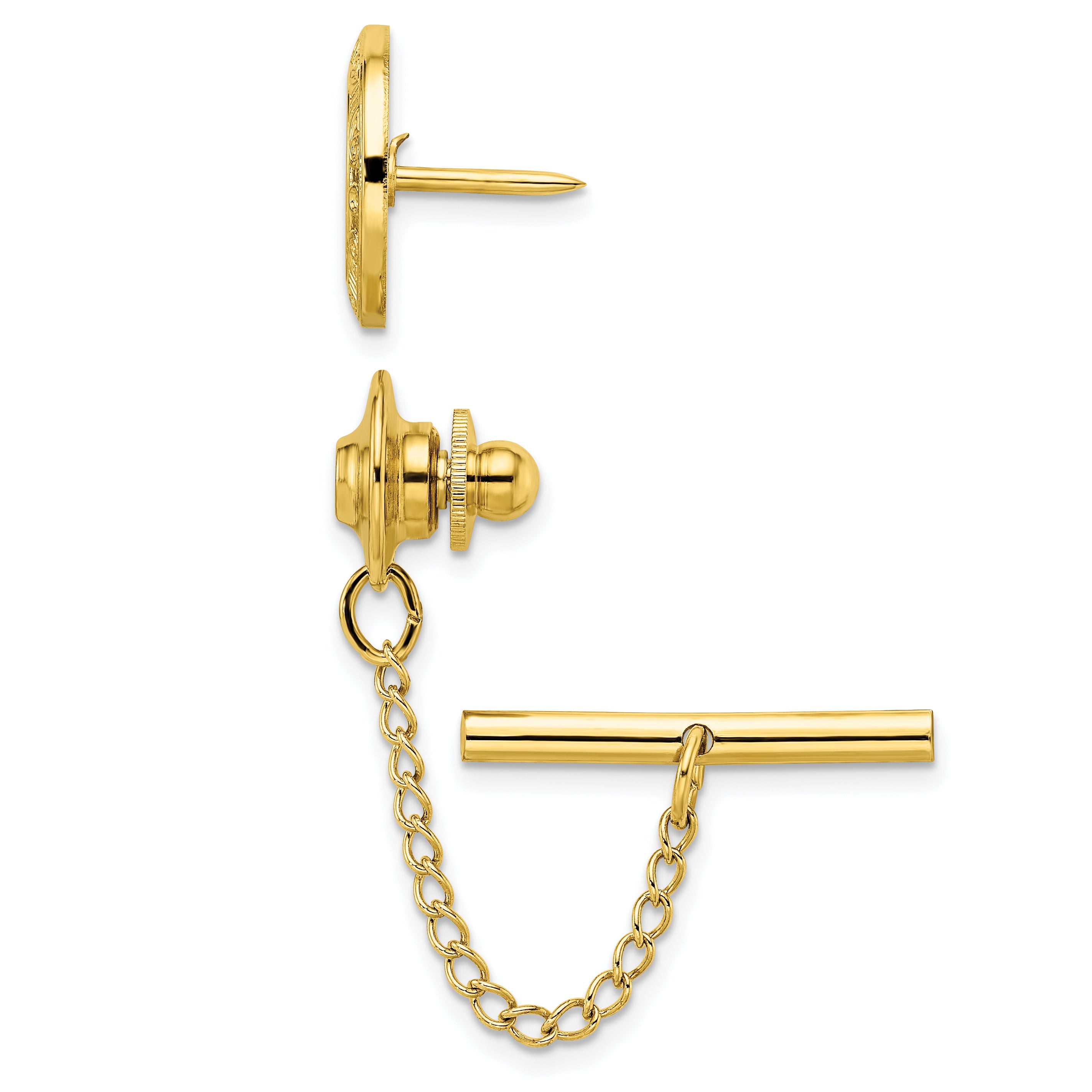 Kelly Waters Gold-plated Round with Scrolled Edge Engravable Tie Tac Secondary image