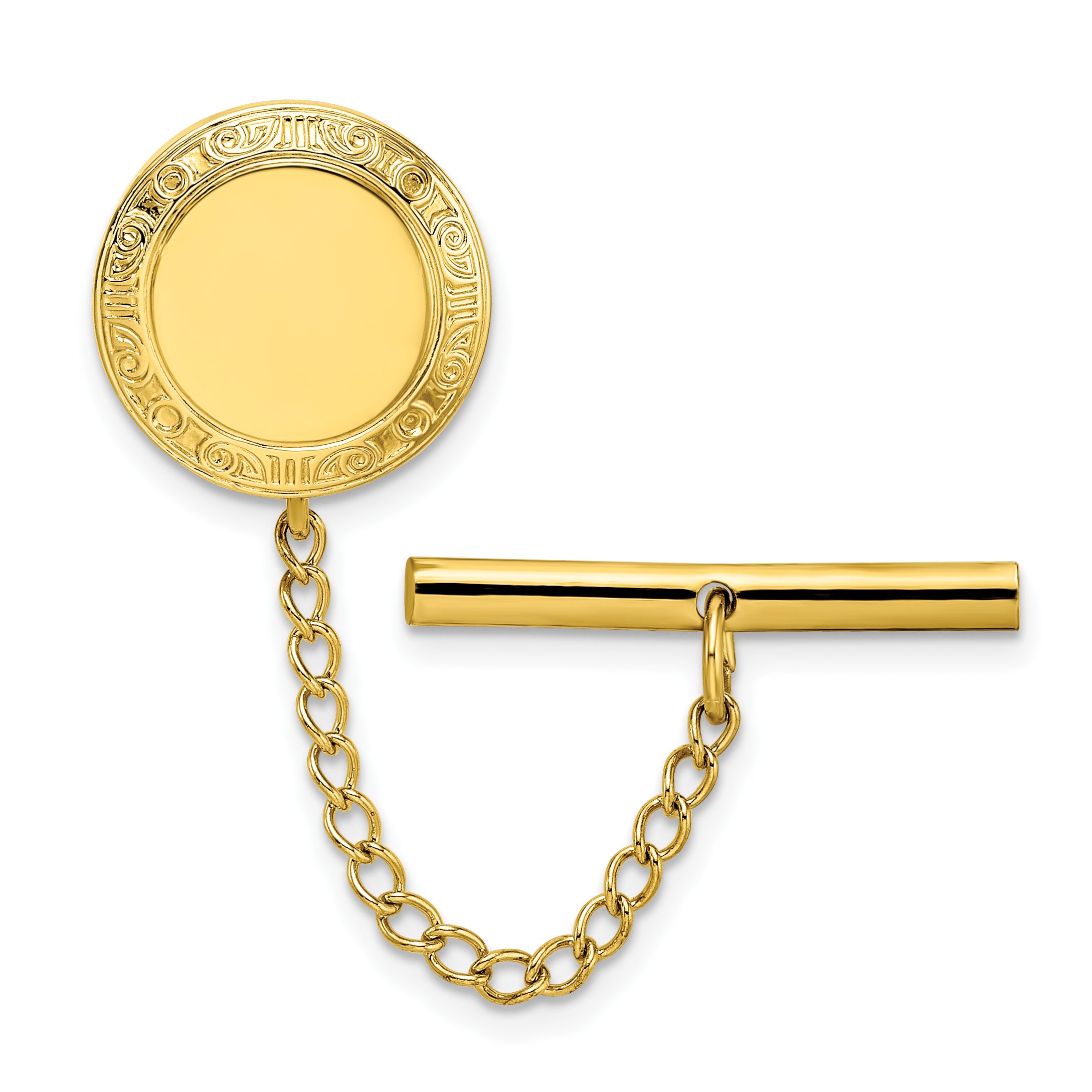 Kelly Waters Gold-plated Round with Scrolled Edge Engravable Tie Tac Main image