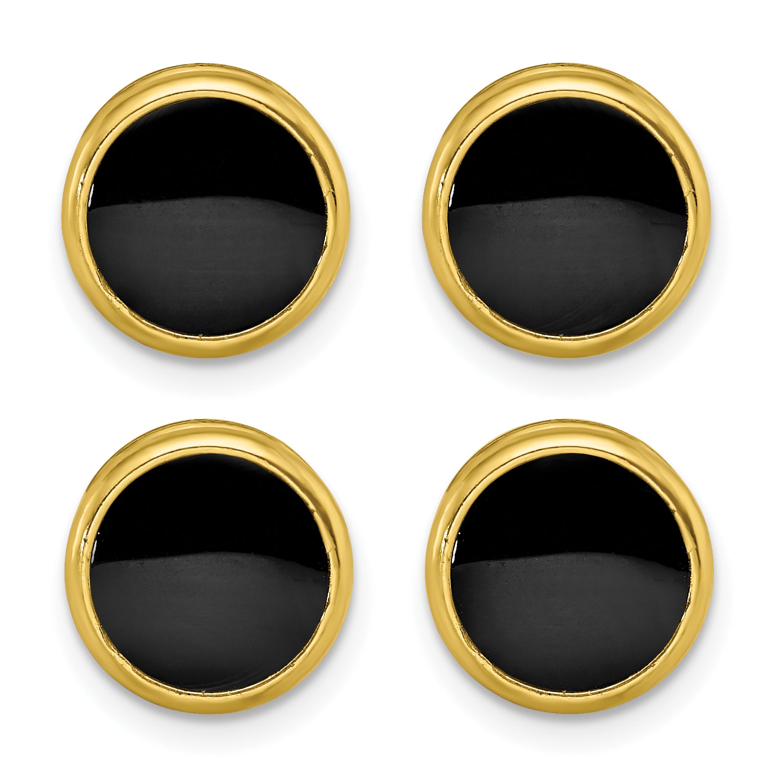 Kelly Waters Gold-plated Black Epoxy Four Piece Tuxedo Studs Set