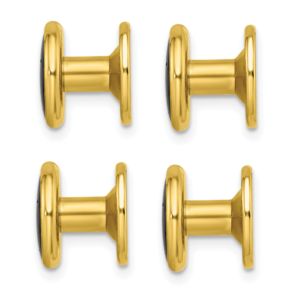 Kelly Waters Gold-plated Black Epoxy Four Piece Tuxedo Studs Set