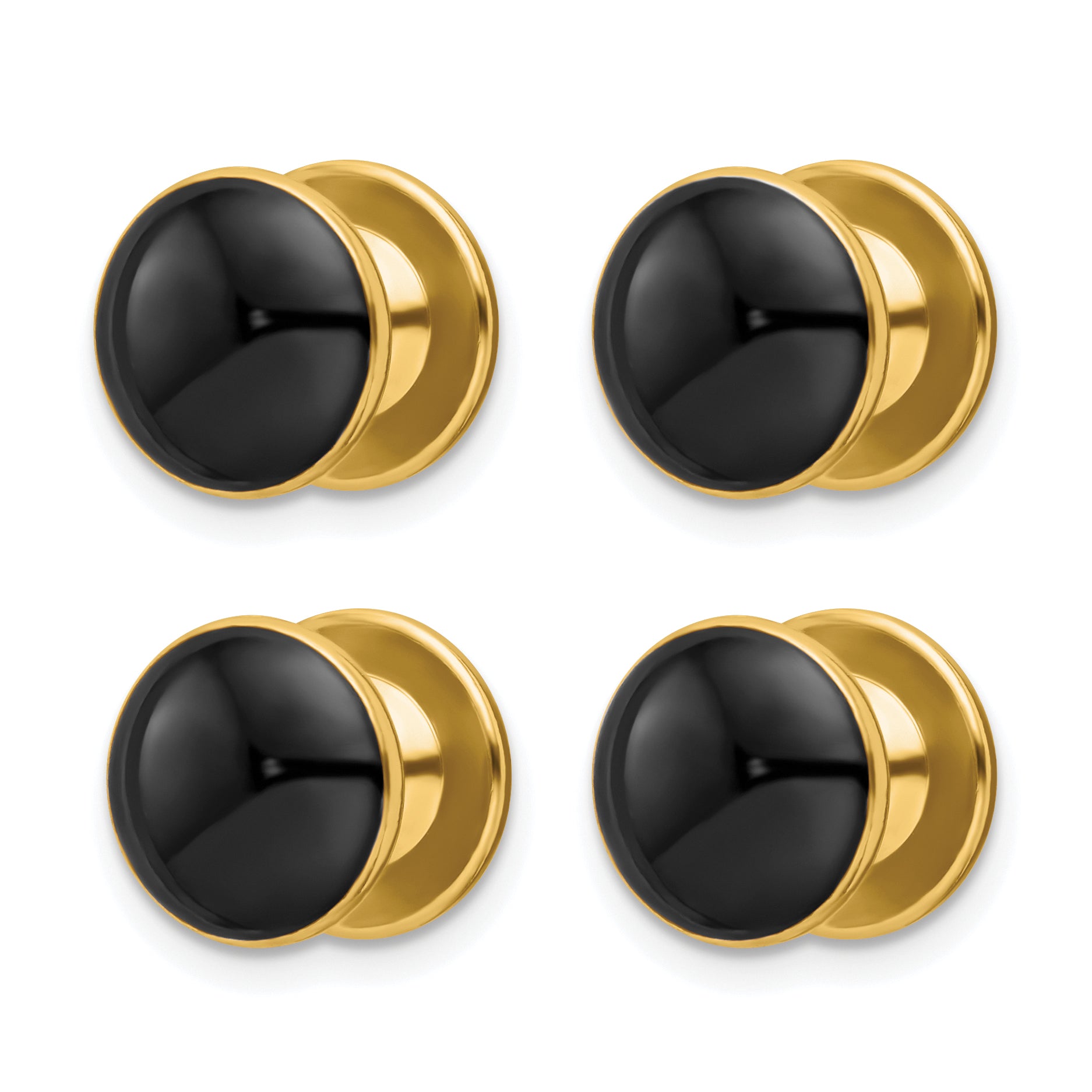 Kelly Waters Gold-plated Black Epoxy Four Piece Tuxedo Studs Set Main image