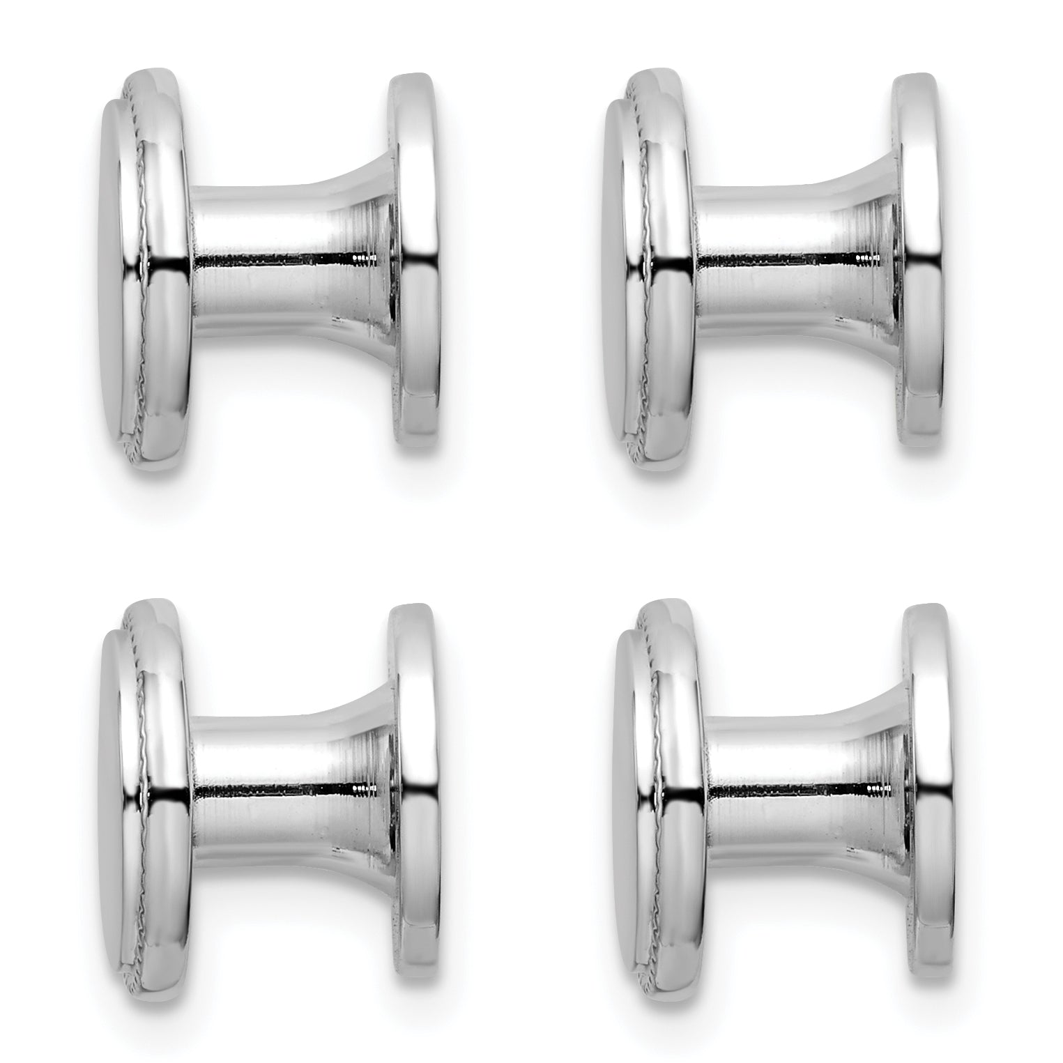 Rhodium-Plated Polished Beaded Tuxedo Stud Set by Kelly Waters Secondary image