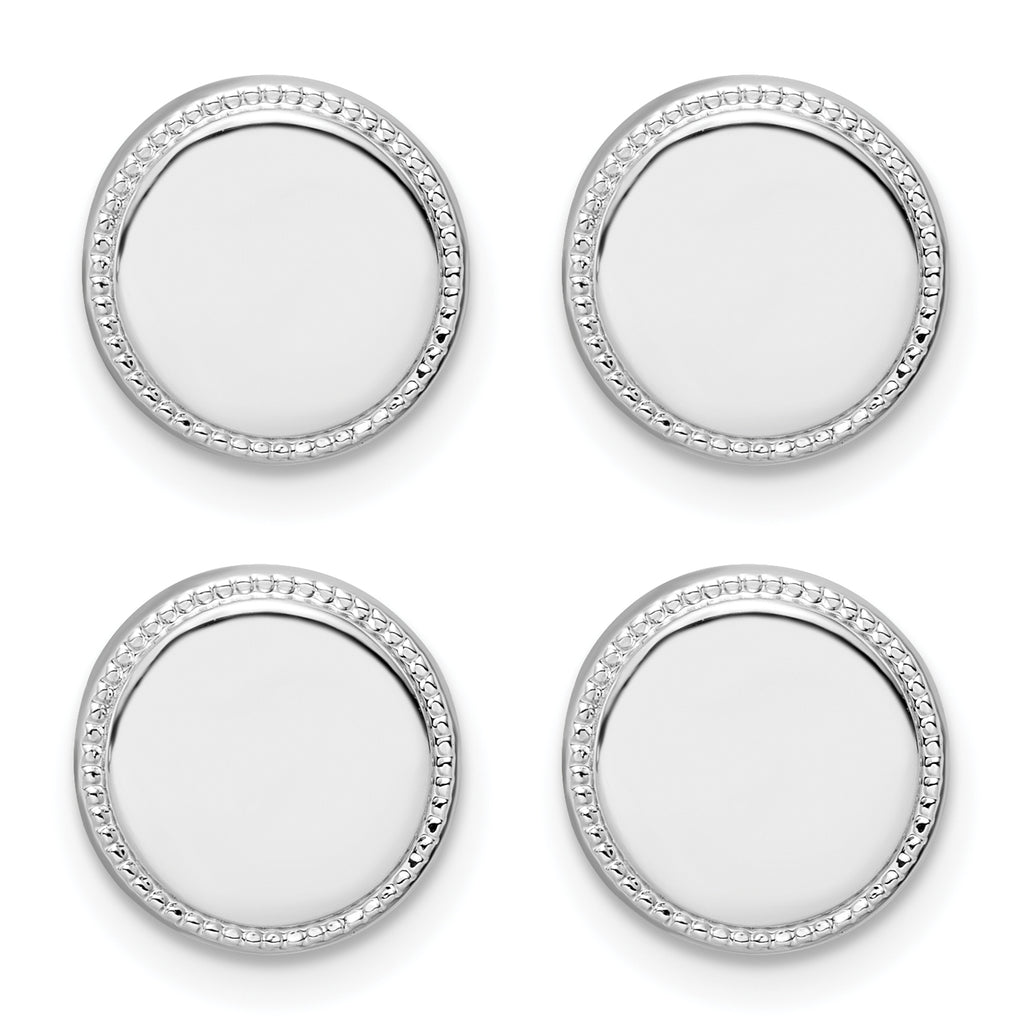 Kelly Waters Rhodium-plated Polished Beaded Four Piece Tuxedo Studs Set