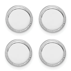 Kelly Waters Rhodium-plated Polished Beaded Four Piece Tuxedo Studs Set