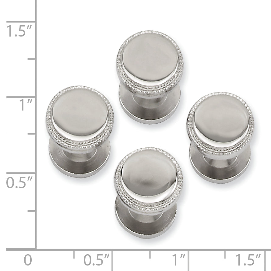 Kelly Waters Rhodium-plated Polished Beaded Four Piece Tuxedo Studs Set