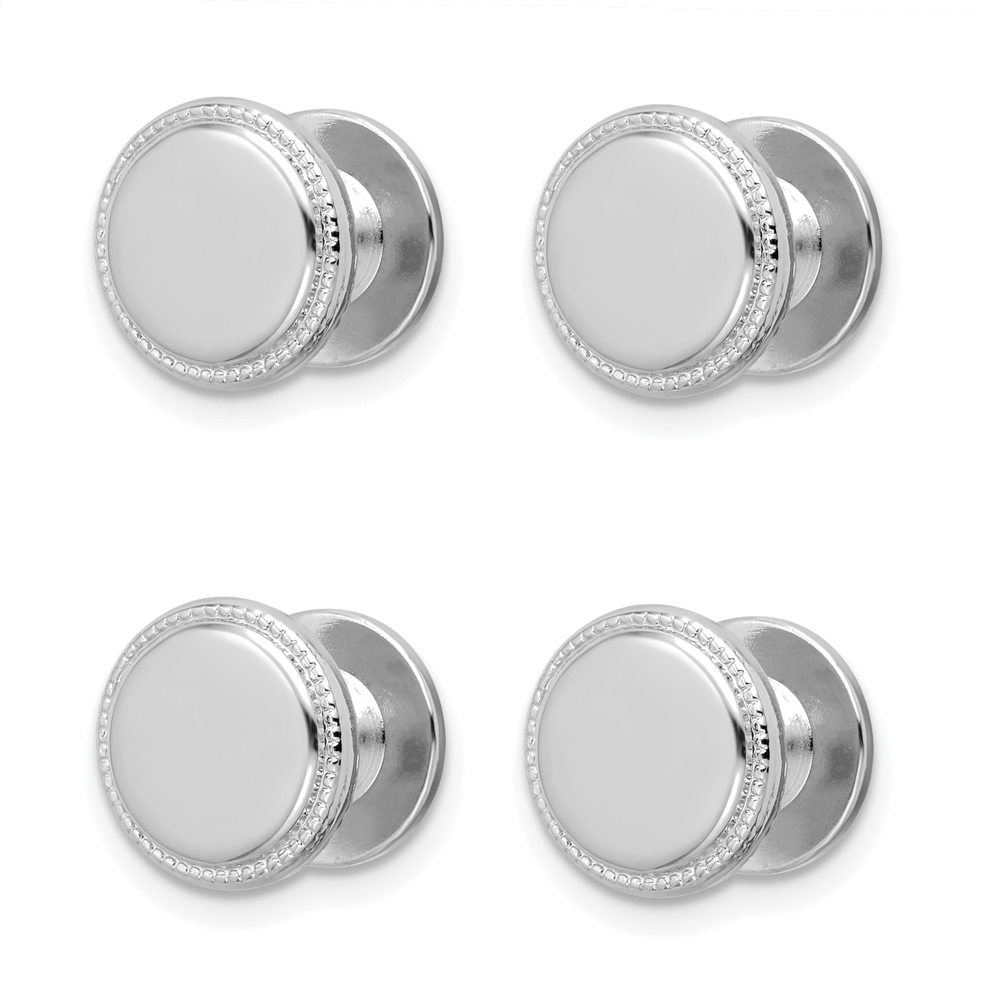 Kelly Waters Rhodium-plated Polished Beaded Four Piece Tuxedo Studs Set Main image