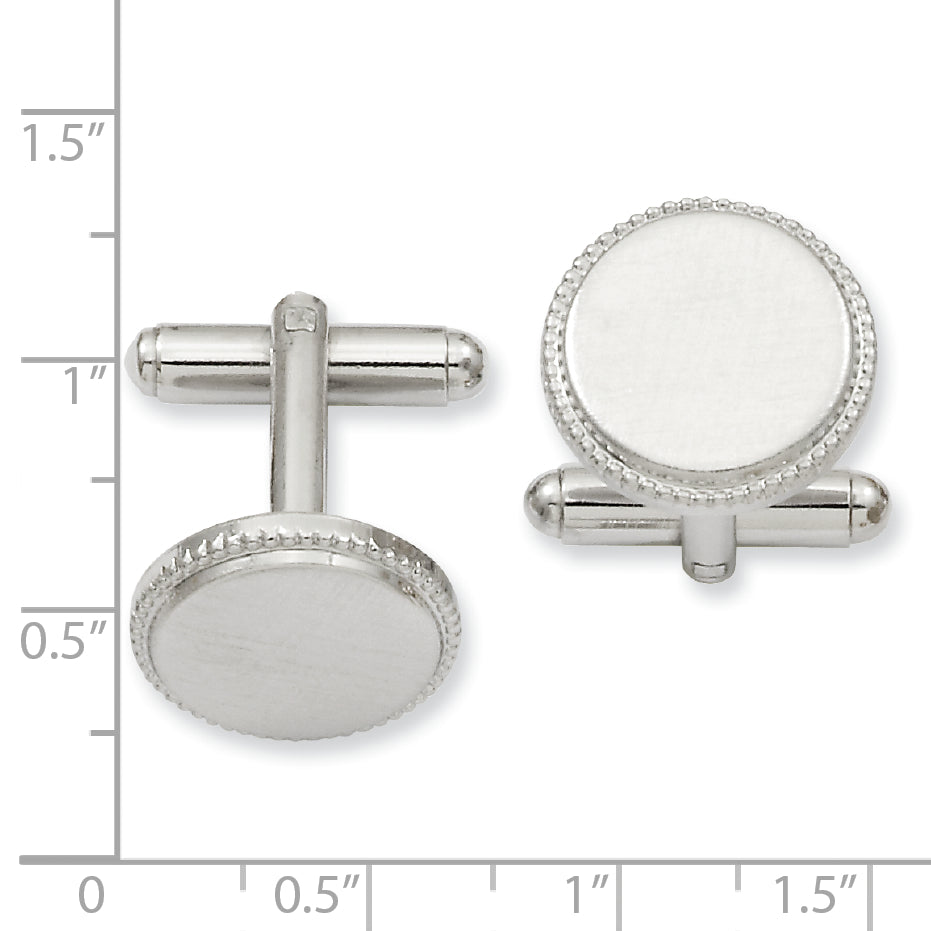 Rhodium-Plated Florentine Round Cuff Links by Kelly Waters Secondary image