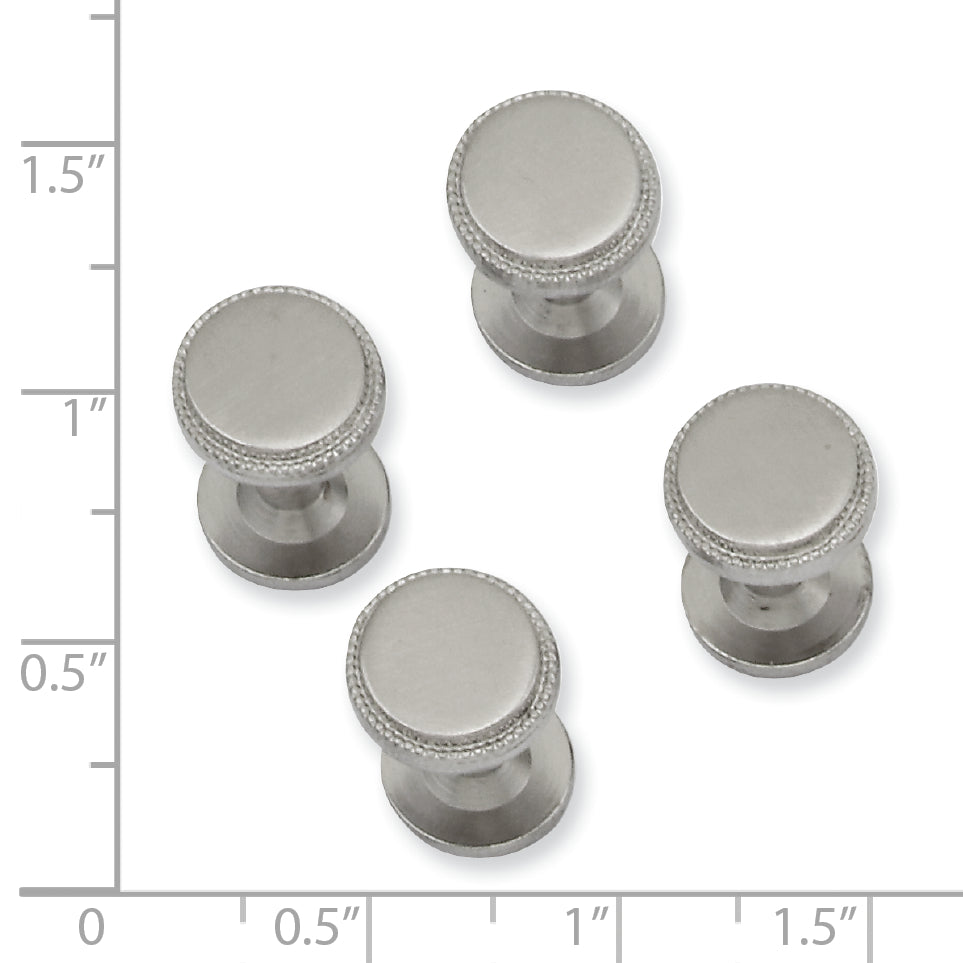 Kelly Waters Rhodium-plated Florentine Beaded Four Piece Tuxedo Studs Set