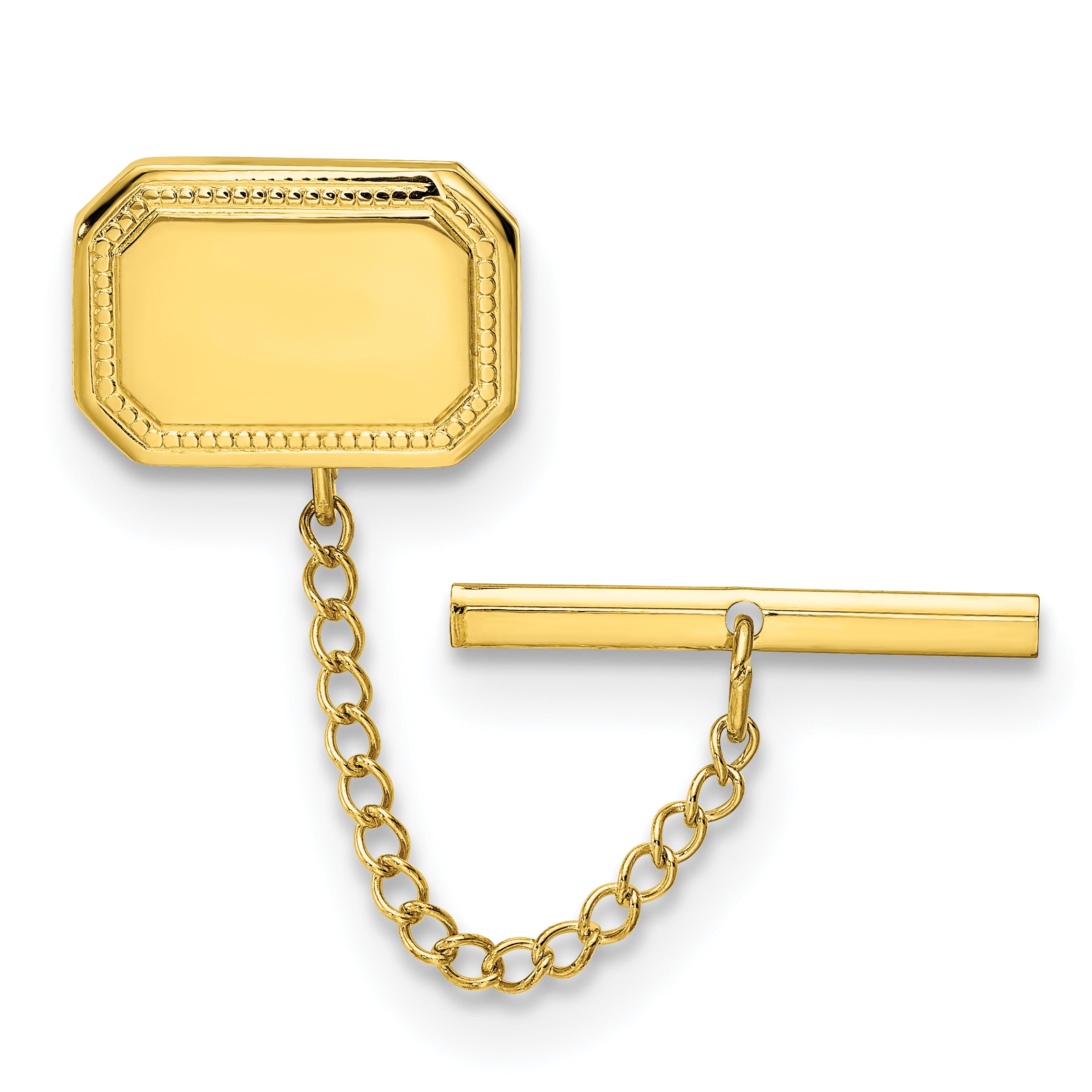 Kelly Waters Gold-plated Polished Rectangle Engravable Tie Tac with Safety Chain Main image