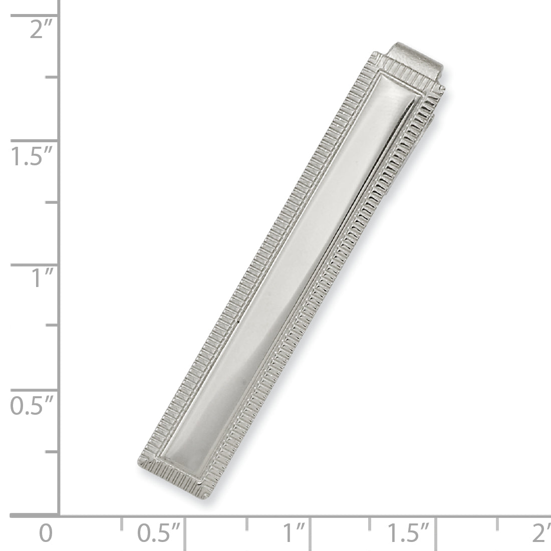 Kelly Waters Rhodium-plated Lined Edge Engraveable Tie Bar