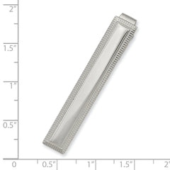 Kelly Waters Rhodium-plated Lined Edge Engraveable Tie Bar