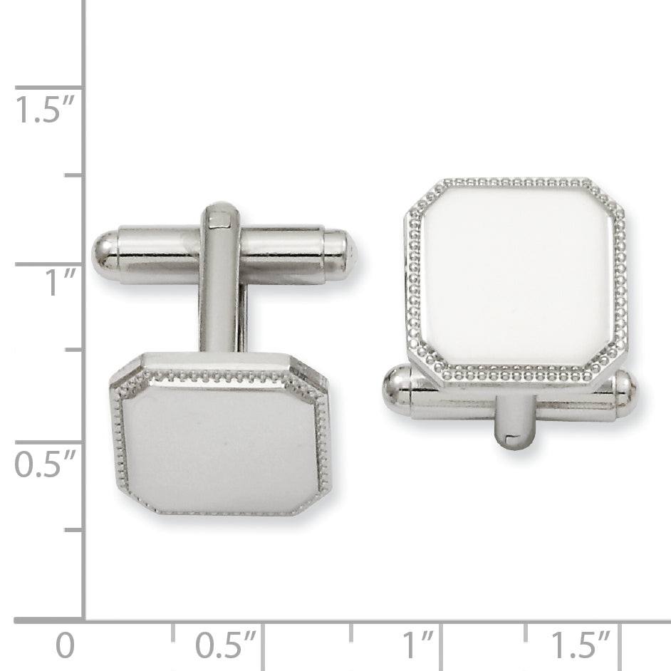Rhodium-Plated Square Engravable Cuff Links by Kelly Waters Secondary image