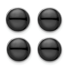 Kelly Waters Rhodium-plated Black Epoxy Four Piece Tuxedo Studs Set
